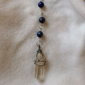 Clear quartz and lapis lazuli Crystal Pendulum!